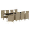 vidaXL 9-delige Tuinset met kussens poly rattan beige