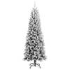 The Living Store Kerstboom Kunst 210 cm - wit en groen - scharnierende constructie - decoratiesneeuw - 493 spitse