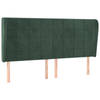 vidaXL Hoofdbord met randen 163x23x118/128 cm fluweel donkergroen