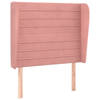 vidaXL Hoofdbord met randen 103x23x118/128 cm fluweel roze