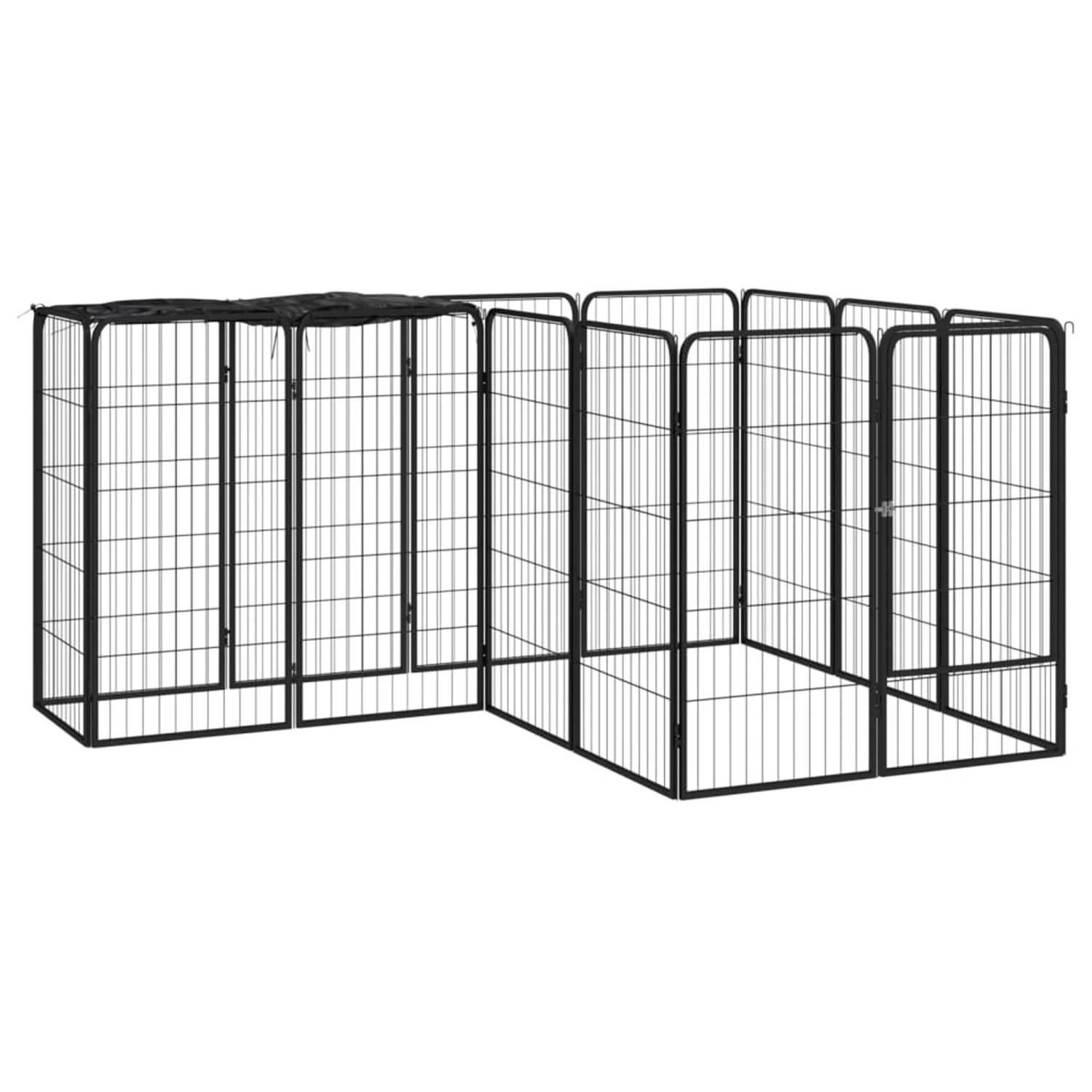 Vidaxl Hondenkennel 14 Panelen 50 X 100 Cm Gepoedercoat Staal Zwart