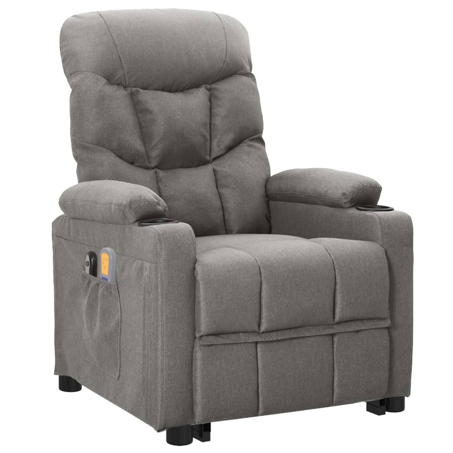 The Living Store Sta-op-massagestoel stof lichtgrijs - Fauteuil