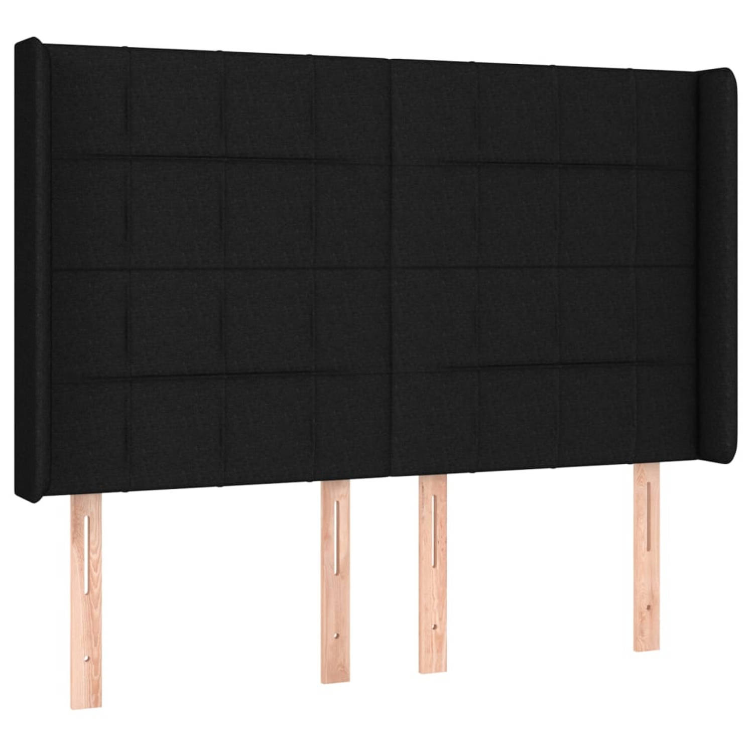 vidaXL Hoofdbord met randen 147x16x118/128 cm stof zwart