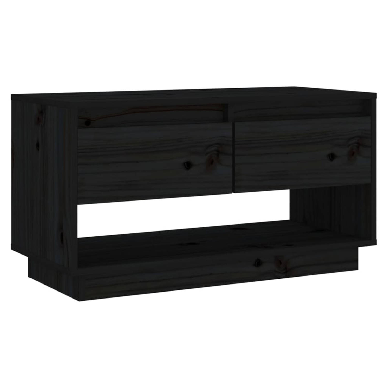 vidaXL Tv-meubel 74x34x40 cm massief grenenhout zwart