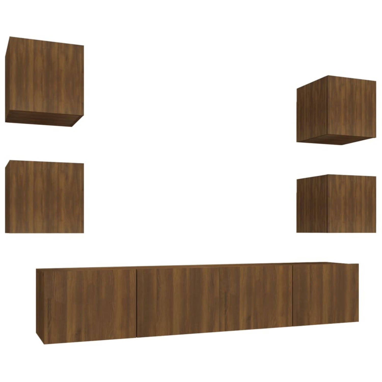 vidaXL 6-delige Tv-meubelset bewerkt hout bruineikenkleurig