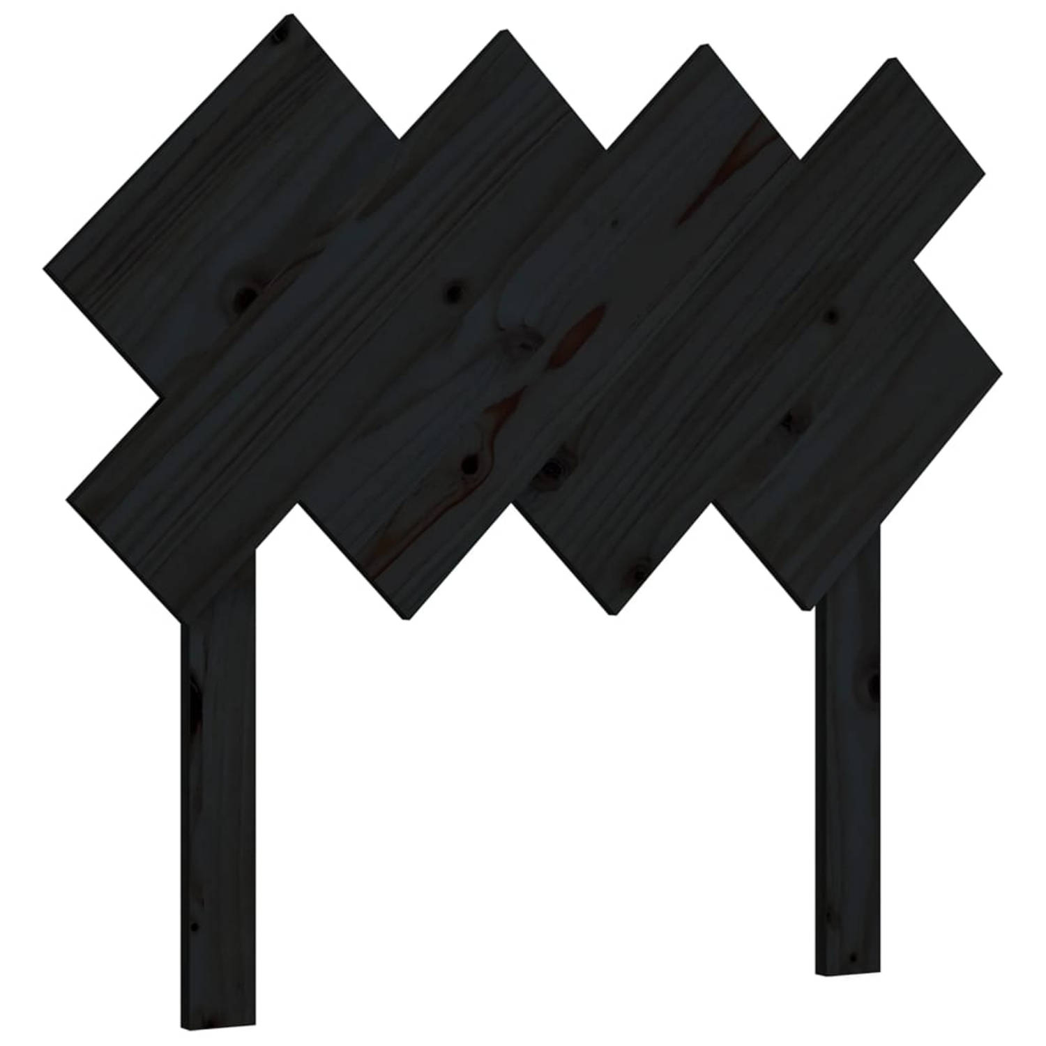 vidaXL Hoofdbord 92x3x81 cm massief grenenhout zwart