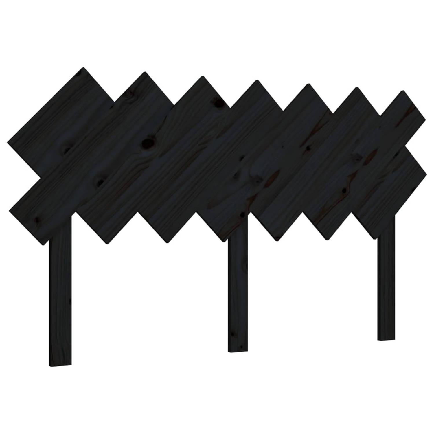 vidaXL Hoofdbord 141x3x80,5 cm massief grenenhout zwart