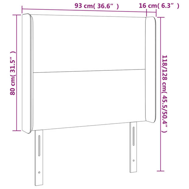 vidaXL Hoofdbord LED 93x16x118/128 cm kunstleer grijs