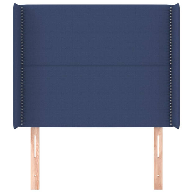 vidaXL Hoofdbord met randen 93x16x118/128 cm stof blauw