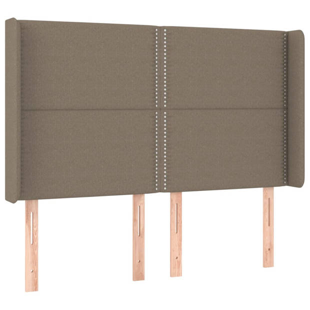 vidaXL Hoofdbord met randen 147x16x118/128 cm stof taupe