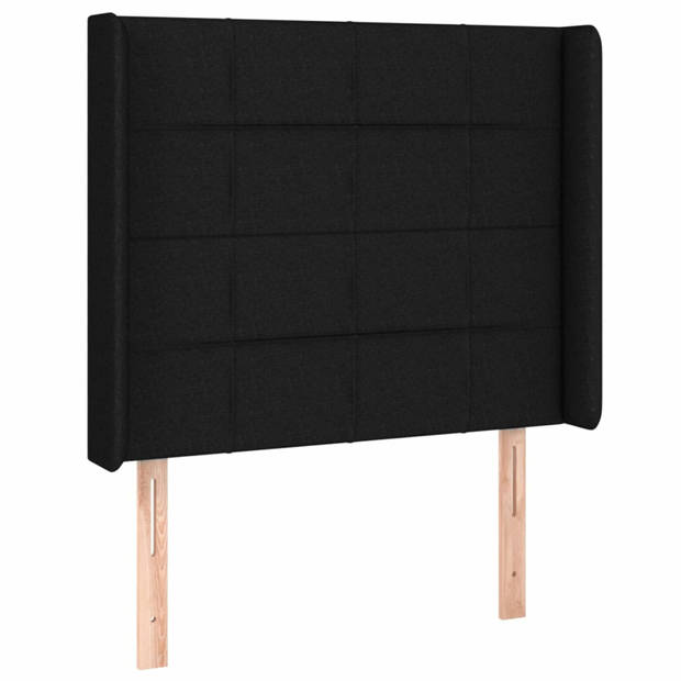 vidaXL Hoofdbord met randen 103x16x118/128 cm stof zwart