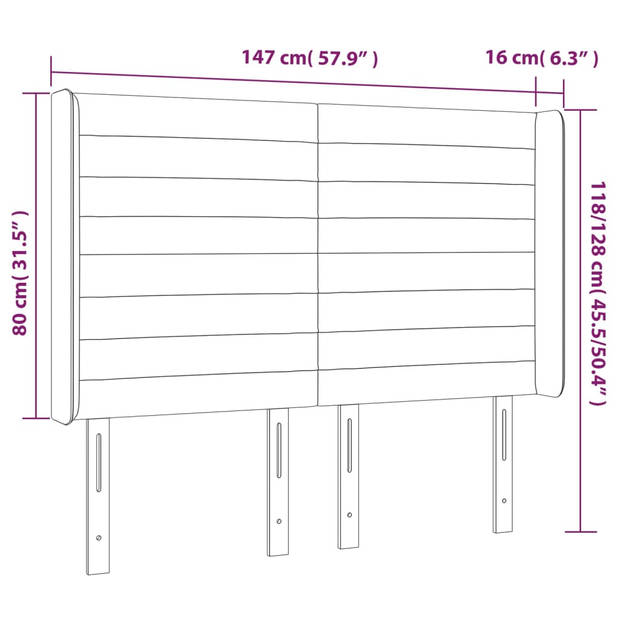 vidaXL Hoofdbord met randen 147x16x118/128 cm fluweel donkergroen