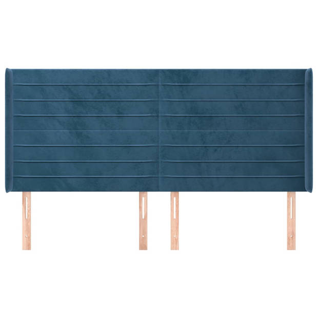 vidaXL Hoofdbord met randen 163x16x118/128 cm fluweel donkerblauw