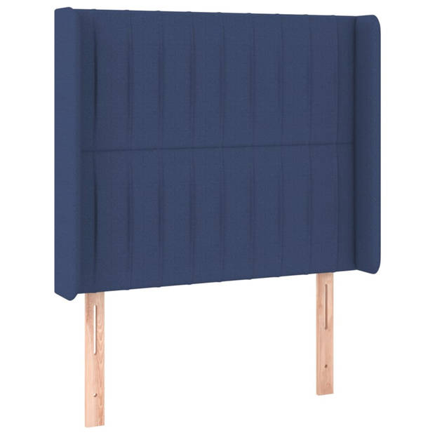 vidaXL Hoofdbord met randen 93x16x118/128 cm stof blauw