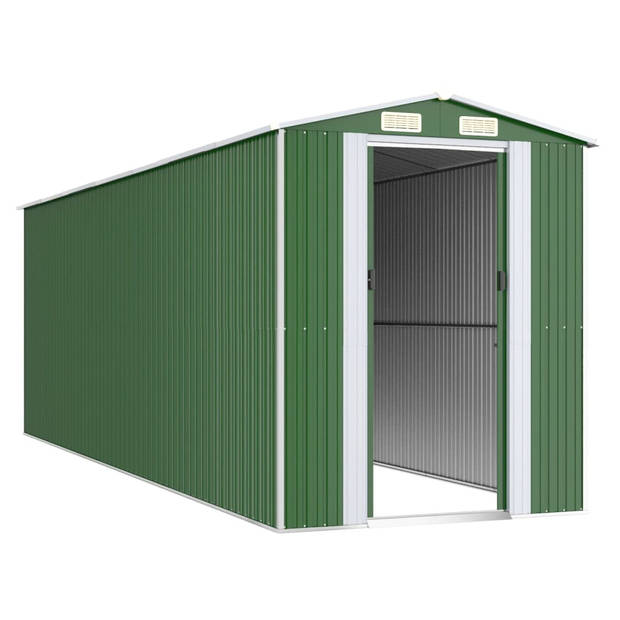 The Living Store Tuinschuur - Stalen opbergoplossing - 192 x 606 x 223 cm - Groen