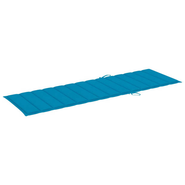 The Living Store Ligbed Acaciahout - Blauw Kussen - 200x59/63x30/62/76/85 cm