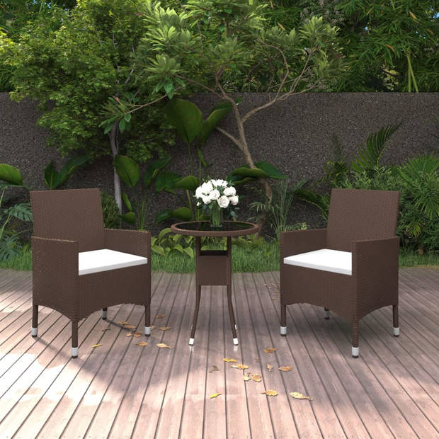 vidaXL 3-delige Tuinset poly rattan bruin