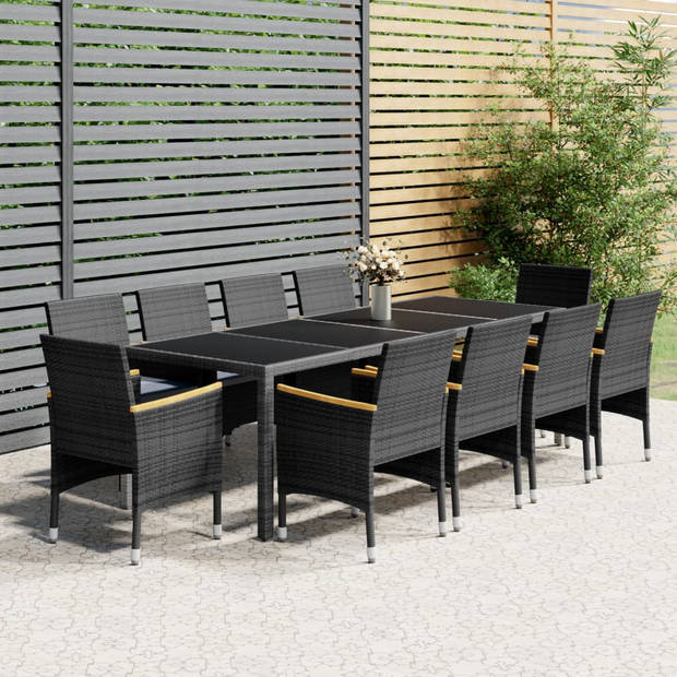 vidaXL 11-delige Tuinset poly rattan grijs