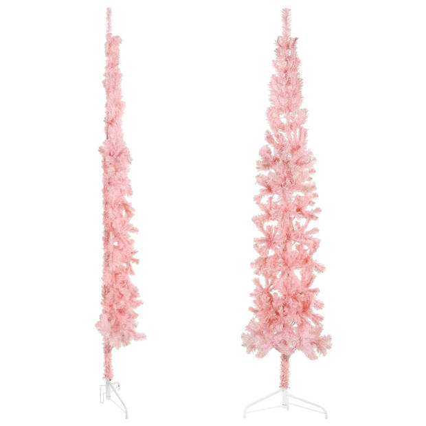 The Living Store Kunstkerstboom - Halve boom 240 cm - Ruimtebesparend - PVC - Roze