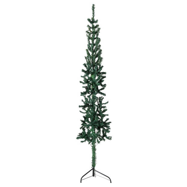 The Living Store Kunstkerstboom - Halve - 180 cm - PVC - Groen - Ruimtebesparend - Herbruikbaar - Levensecht - 246