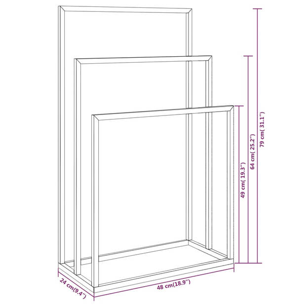 vidaXL Handdoekenrek vrijstaand 48x24x79 cm ijzer goudkleurig