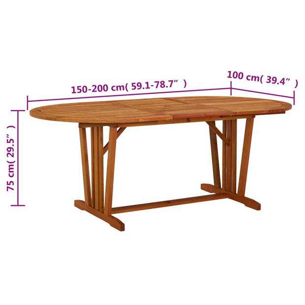 vidaXL Tuintafel 200x100x75 cm massief eucalyptushout