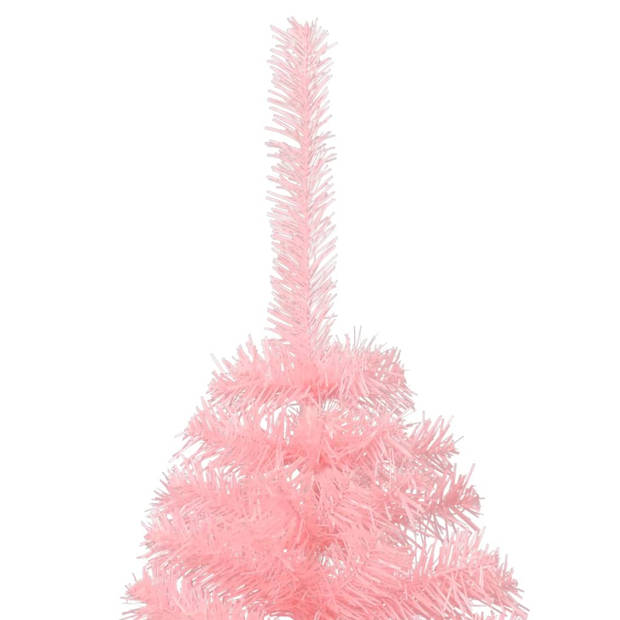 The Living Store Halve Kunstkerstboom - Roze - 150 cm - PVC en staal - Met 340 takken