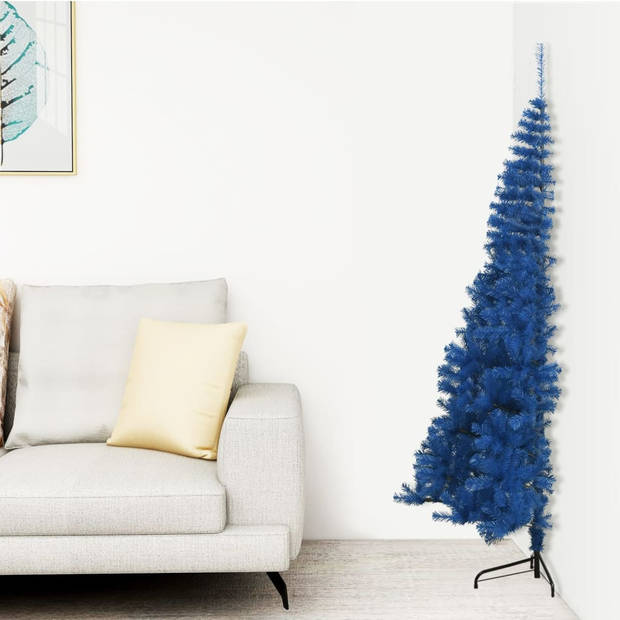 The Living Store Halve Kunstkerstboom - 180 cm - Blauw - PVC/Staal - 465 takken