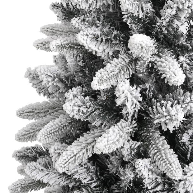 The Living Store Kerstboom Kunst 210 cm - wit en groen - scharnierende constructie - decoratiesneeuw - 493 spitse