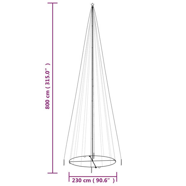 vidaXL Kegelkerstboom 1134 LED's meerkleurig 230x800 cm