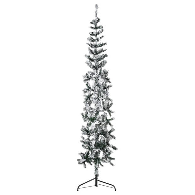 vidaXL Kunstkerstboom half met sneeuw smal 240 cm