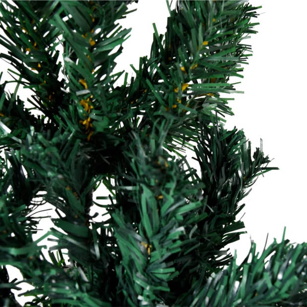 vidaXL Kunstkerstboom half met standaard smal 210 cm groen