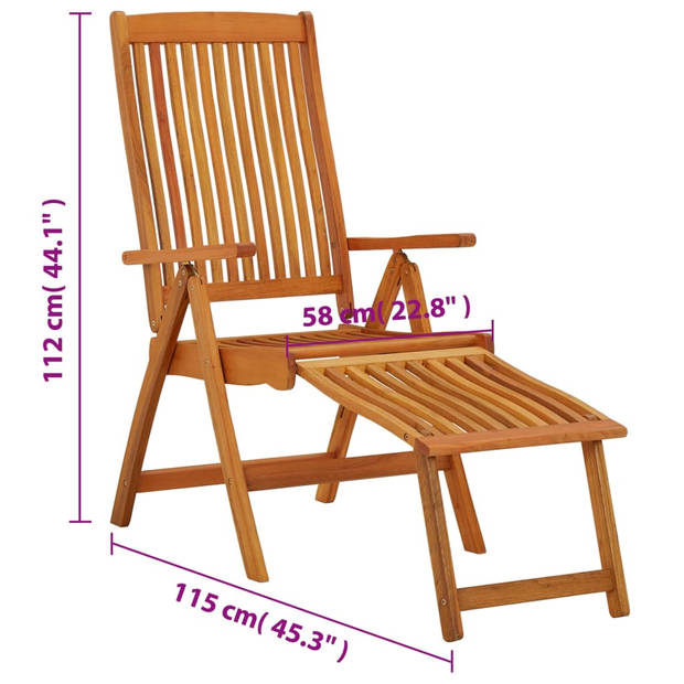 vidaXL Tuinstoelen met voetensteunen 2 st inklapbaar eucalyptushout