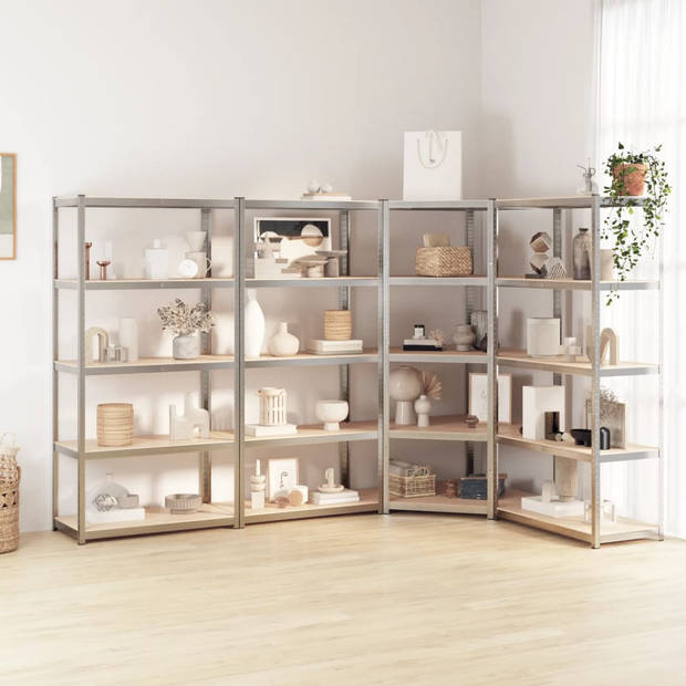 The Living Store Opbergrekken - Rechthoekig - 90x40x180 cm - Zilver