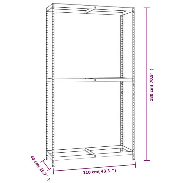 vidaXL Bandenrekken 2-laags 4 st 110x40x180 cm staal zilverkleurig