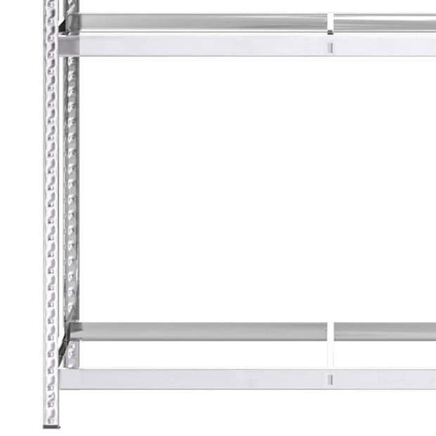 The Living Store Bandenrek 110x40x200cm - Zilver - Gegalvaniseerd staal - Draagvermogen 795kg - 3 verstelbare schappen