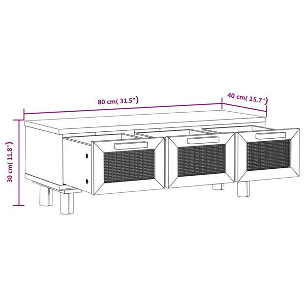 vidaXL Salontafel 80x40x30 cm bewerkt hout en grenenhout wit