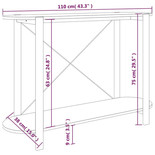 vidaXL Wandtafel 110x38x75 cm bewerkt hout wit