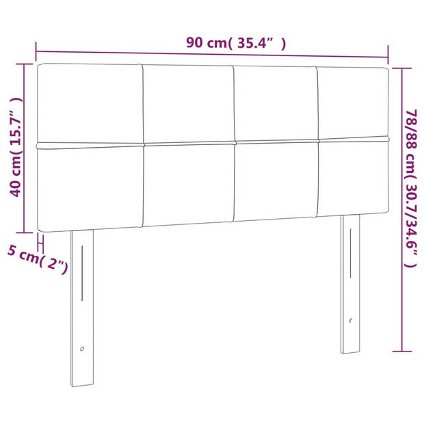 vidaXL Hoofdbord 90x5x78/88 cm fluweel lichtgrijs