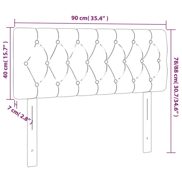 vidaXL Hoofdbord 90x7x78/88 cm stof crèmekleurig