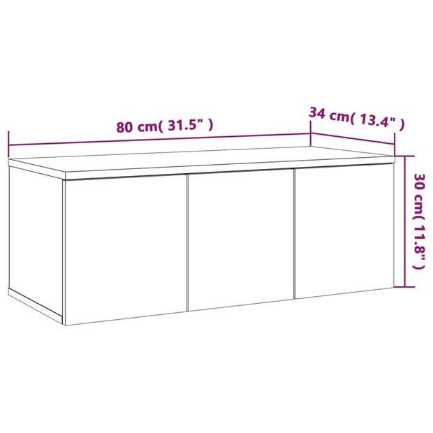 The Living Store TV-kast - Grijs sonoma eiken - 80x34x30 cm - Stevig en praktisch