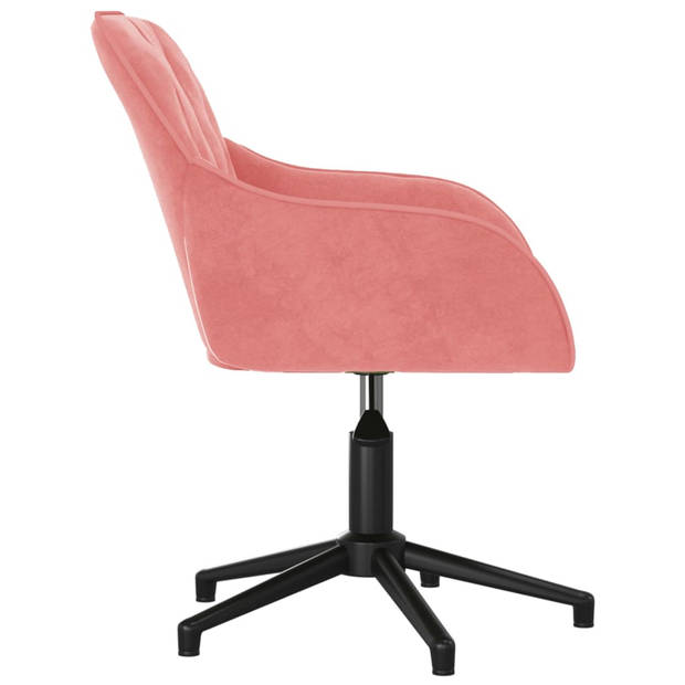 The Living Store Eetkamerstoelen - Fluweel - Roze - 56x61.5x72-80 cm - 360 graden draaibaar