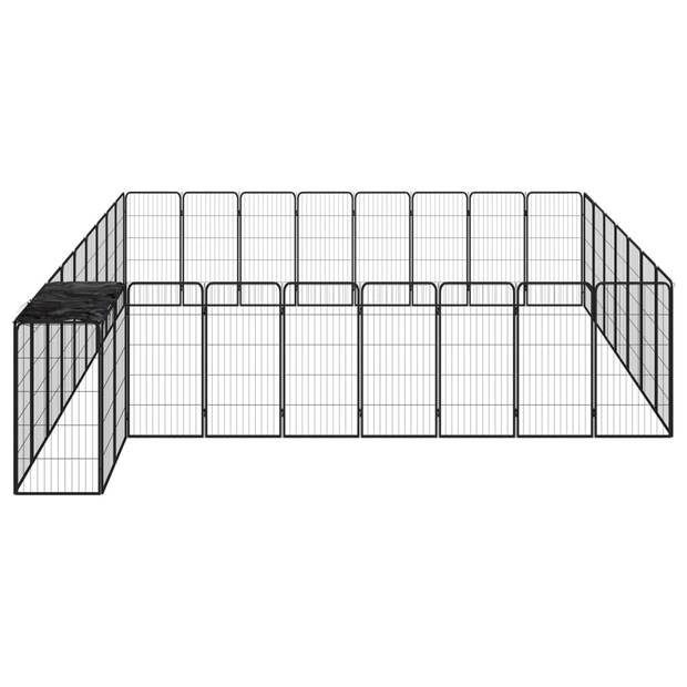 vidaXL Hondenkennel 34 panelen 50x100 cm gepoedercoat staal zwart