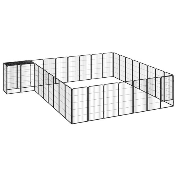 vidaXL Hondenkennel 34 panelen 50x100 cm gepoedercoat staal zwart