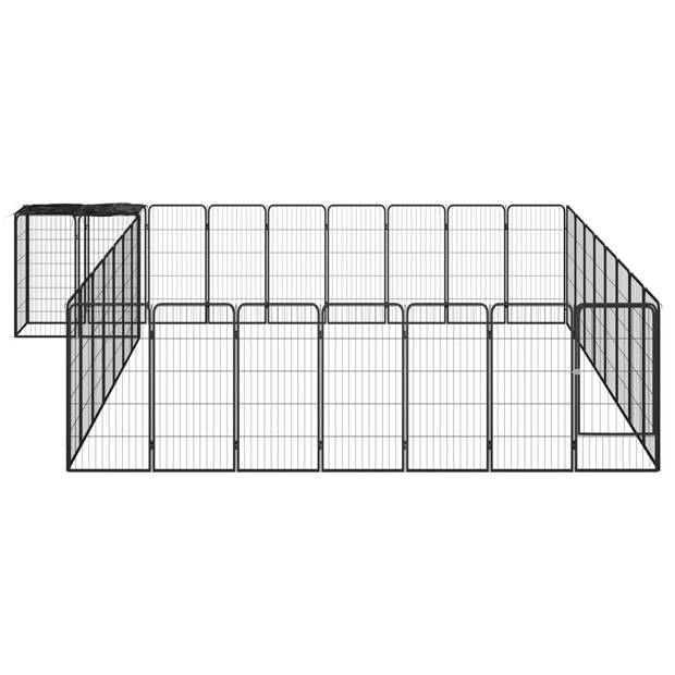 vidaXL Hondenkennel 34 panelen 50x100 cm gepoedercoat staal zwart