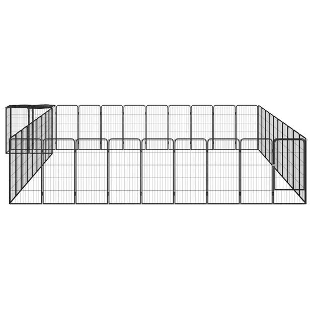 vidaXL Hondenkennel 42 panelen 50x100 cm gepoedercoat staal zwart