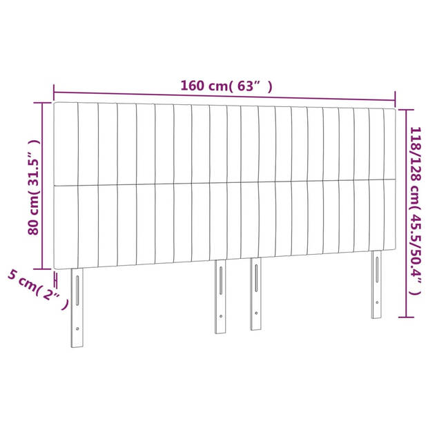 vidaXL Hoofdborden 4 st 80x5x78/88 cm fluweel lichtgrijs