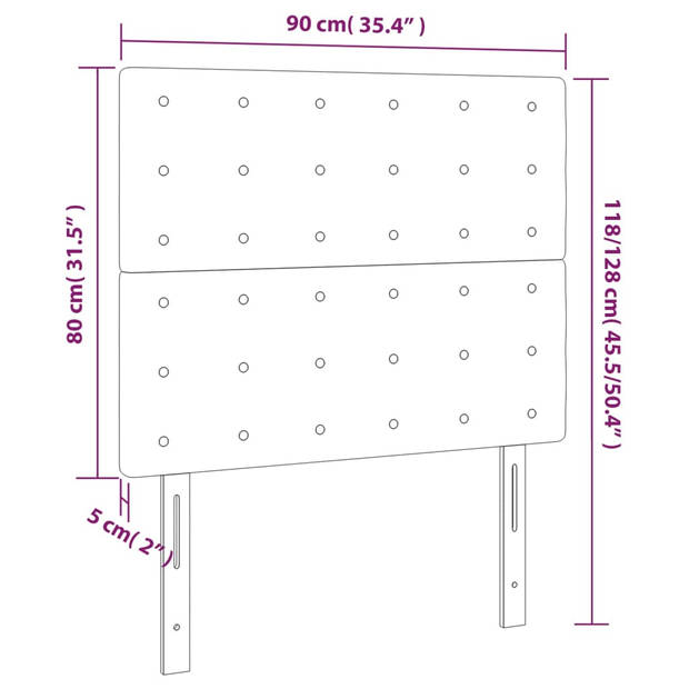 vidaXL Hoofdbord LED 90x5x118/128 cm fluweel roze