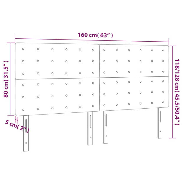 vidaXL Hoofdbord LED 160x5x118/128 cm stof donkergrijs