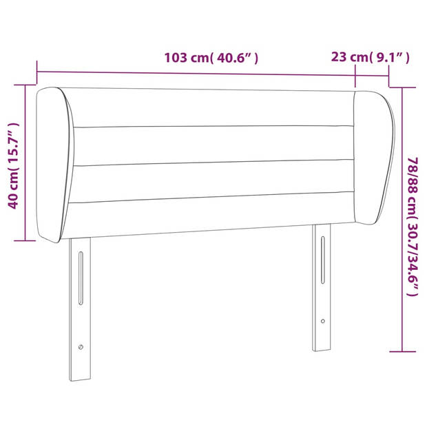 vidaXL Hoofdbord met randen 103x23x78/88 cm stof donkerbruin